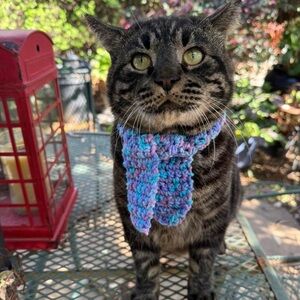 Adorable Handmade Blue and Purple Cat / Dog Scarf